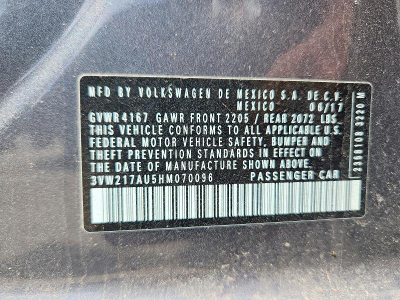 66602996 :رقم المزاد ، 3VW217AU5HM070096 vin ، 2017 Volkswagen Golf مزاد بيع