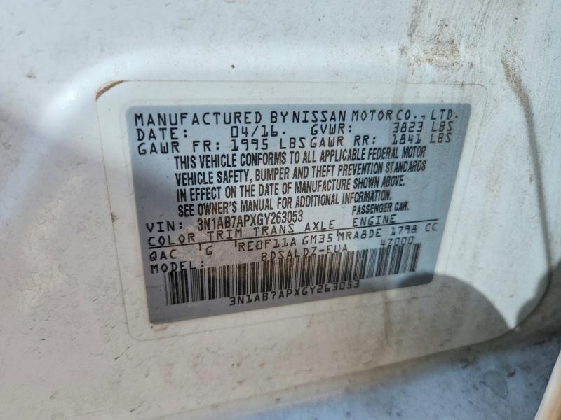 62358186 :رقم المزاد ، 3N1AB7APXGY263053 vin ، 2016 Nissan Sentra مزاد بيع
