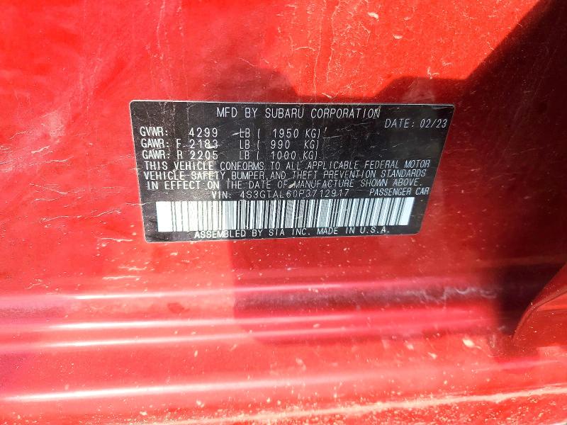 67112646 :رقم المزاد ، 4S3GTAL60P3712917 vin ، 2023 Subaru Impreza مزاد بيع