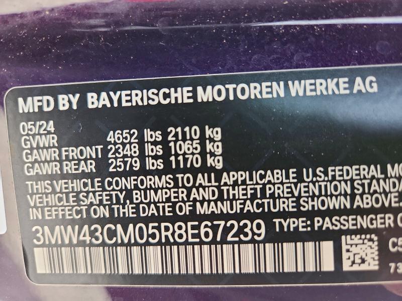Aukcja sprzedaży 2024 Bmw M240i, vin: 3MW43CM05R8E67239, numer aukcji: 65189996