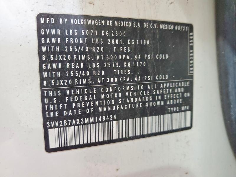 Продаж на аукціоні авто 2021 Volkswagen Tiguan, vin: 3VV2B7AX3MM149434, номер лоту: 64602046
