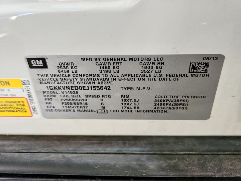 Aukcja sprzedaży 2014 Gmc Acadia, vin: 1GKKVNED0EJ155642, numer aukcji: 64749336