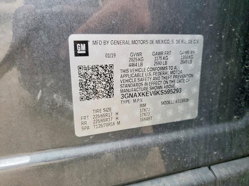 Aukcja sprzedaży 2019 Chevrolet Equinox, vin: 3GNAXKEV6KS595293, numer aukcji: 64901716