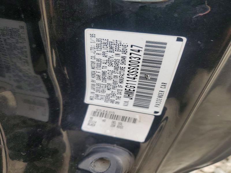 62384976 :رقم المزاد ، JHMEG1143SS003747 vin ، 1995 Honda Civic مزاد بيع