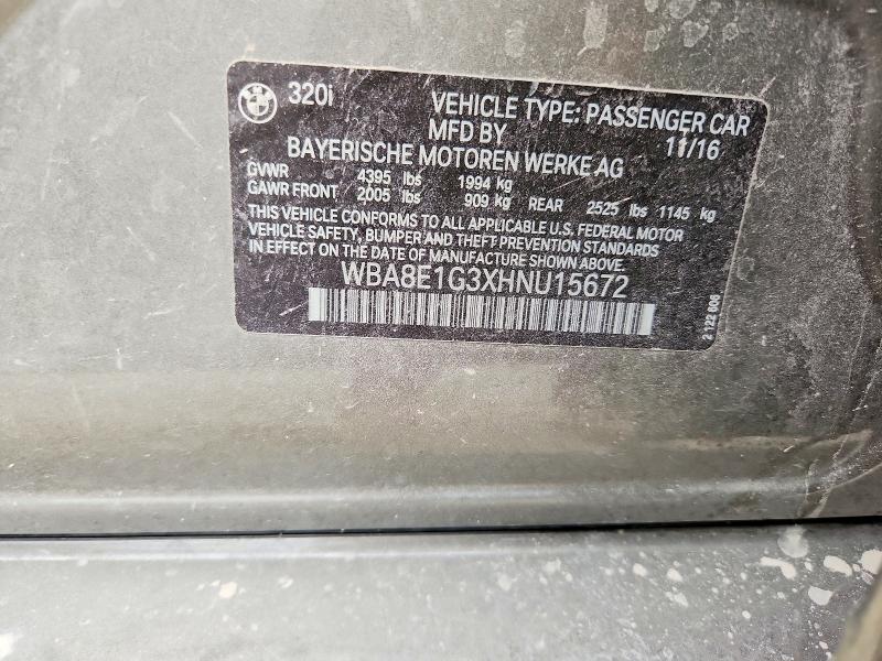 Продаж на аукціоні авто 2017 Bmw 320, vin: WBA8E1G3XHNU15672, номер лоту: 55835066