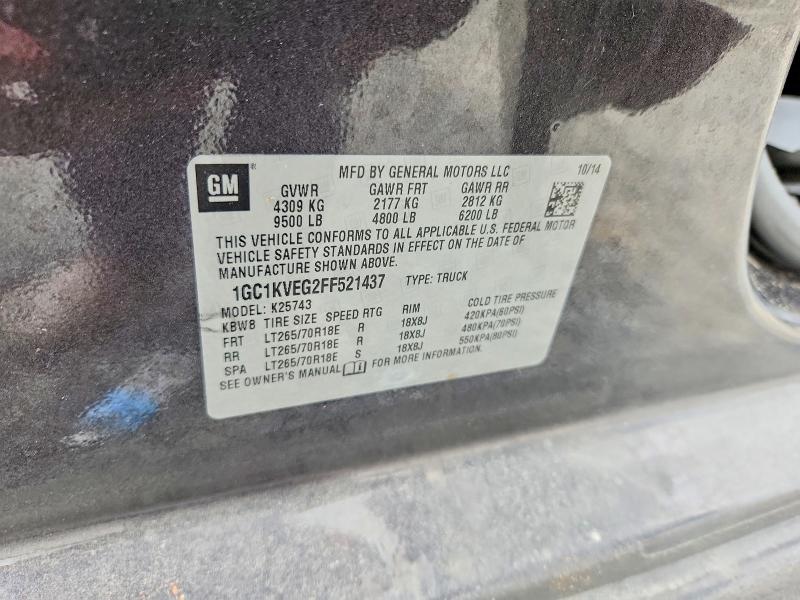 2015 Chevrolet Silverado მანქანა იყიდება აუქციონზე, vin: 1GC1KVEG2FF521437, აუქციონის ნომერი: 66543376