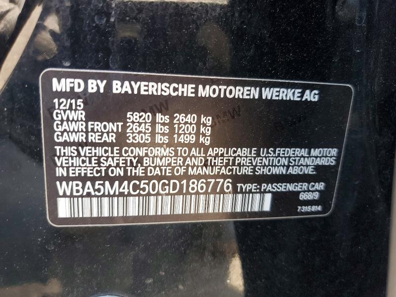Aukcja sprzedaży 2016 Bmw 535, vin: WBA5M4C50GD186776, numer aukcji: 63764586
