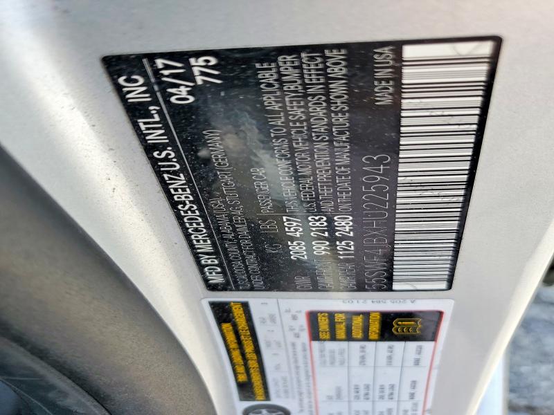 64848016 :رقم المزاد ، 55SWF4JBXHU225943 vin ، 2017 Mercedes-benz C مزاد بيع