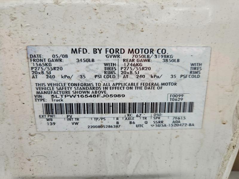 2008 Lincoln Mark Lt მანქანა იყიდება აუქციონზე, vin: 5LTPW16548FJ05989, აუქციონის ნომერი: 63130596