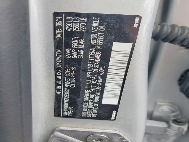 67124606 :رقم المزاد ، YV149MFM0F2336327 vin ، 2015 Volvo S60 مزاد بيع
