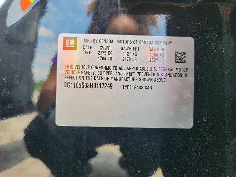 65240926 :رقم المزاد ، 2G1105S33H9117249 vin ، 2017 Chevrolet Impala مزاد بيع