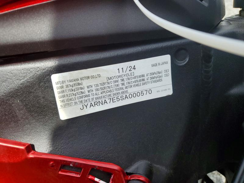 Продажа на аукционе авто 2025 Yamaha Yzf1000, vin: JYARNA7E5SA000570, номер лота: 64899916