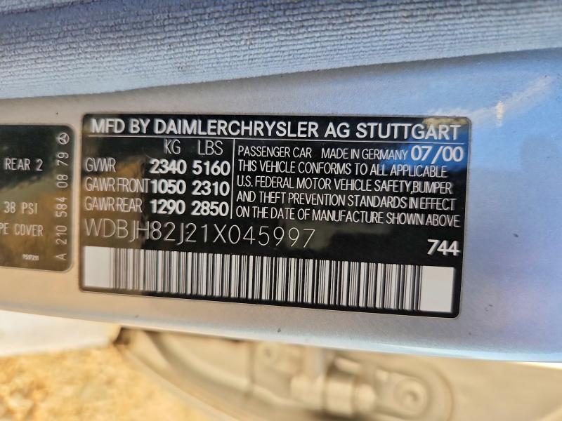 66293916 :رقم المزاد ، WDBJH82J21X045997 vin ، 2001 Mercedes-benz E مزاد بيع