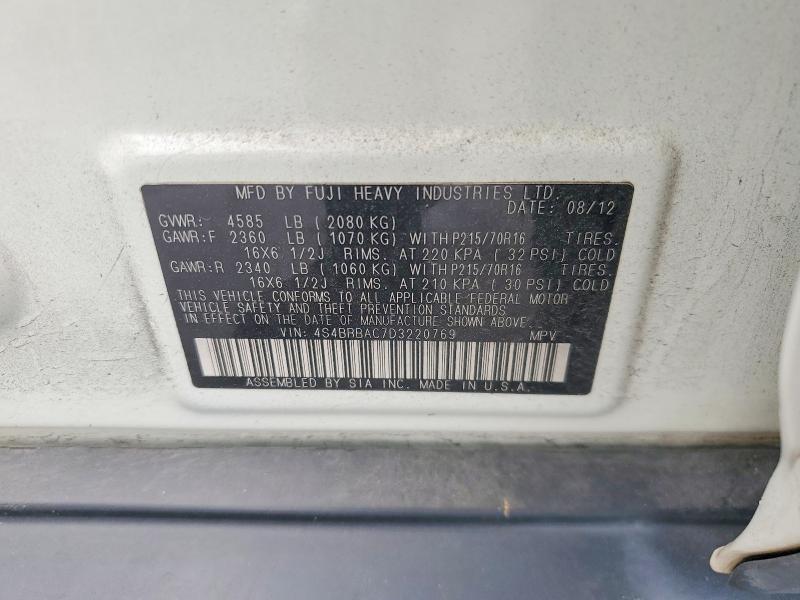 66502946 :رقم المزاد ، 4S4BRBAC7D3220769 vin ، 2013 Subaru Outback مزاد بيع