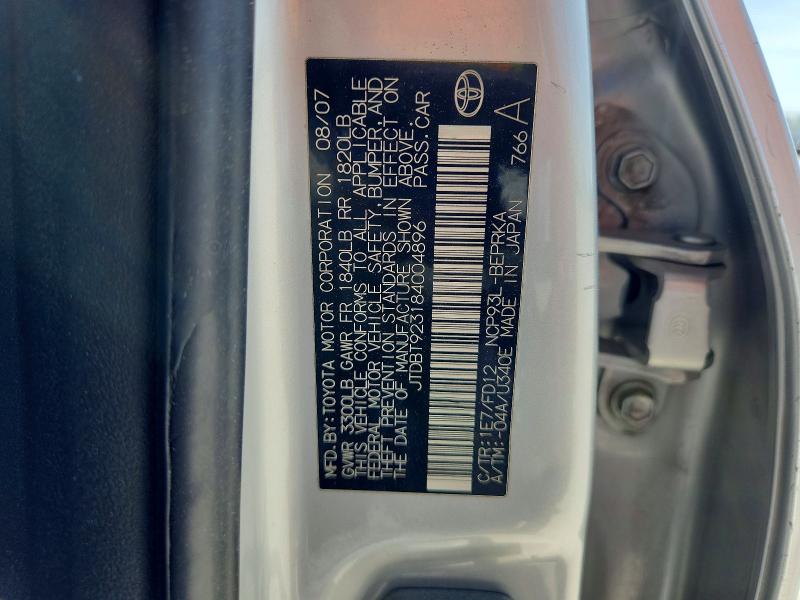 65686306 :رقم المزاد ، JTDBT923184004896 vin ، 2008 Toyota Yaris مزاد بيع