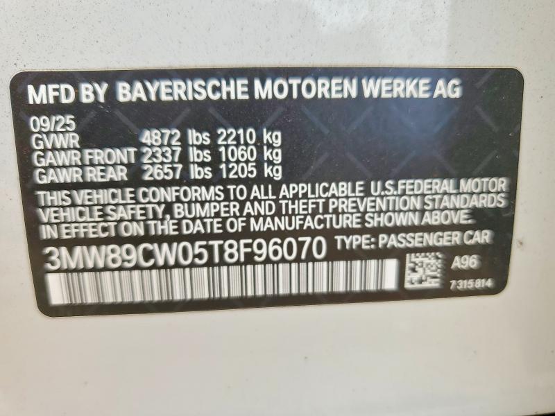 Aukcja sprzedaży 2026 Bmw 330xi, vin: 3MW89CW05T8F96070, numer aukcji: 63411856