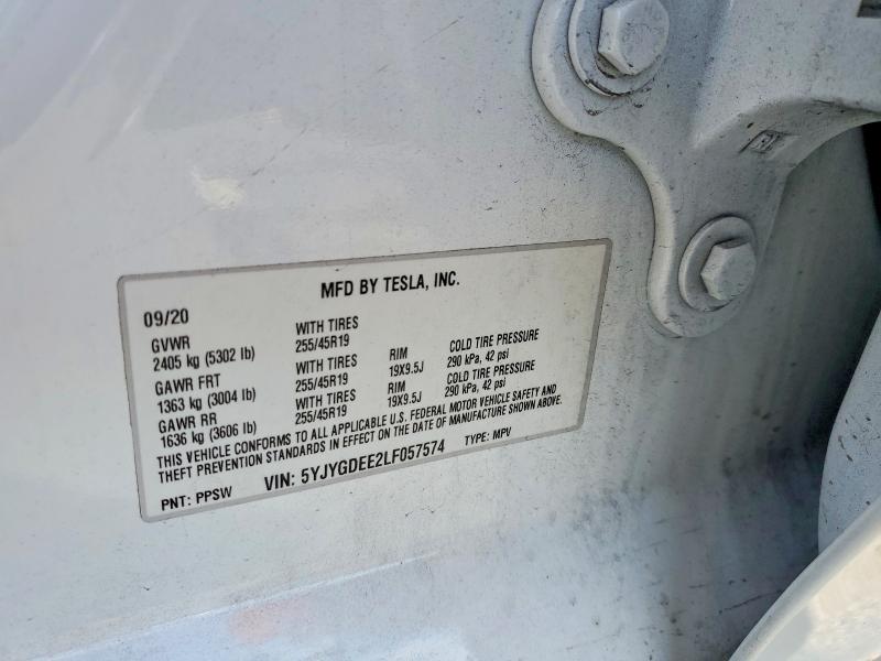 Aukcja sprzedaży 2020 Tesla Model Y, vin: 5YJYGDEE2LF057574, numer aukcji: 66315266