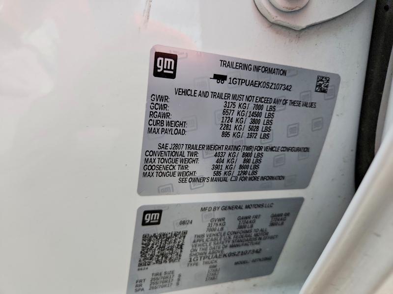 Aukcja sprzedaży 2025 Gmc Sierra, vin: 1GTPUAEK0SZ107342, numer aukcji: 65127176