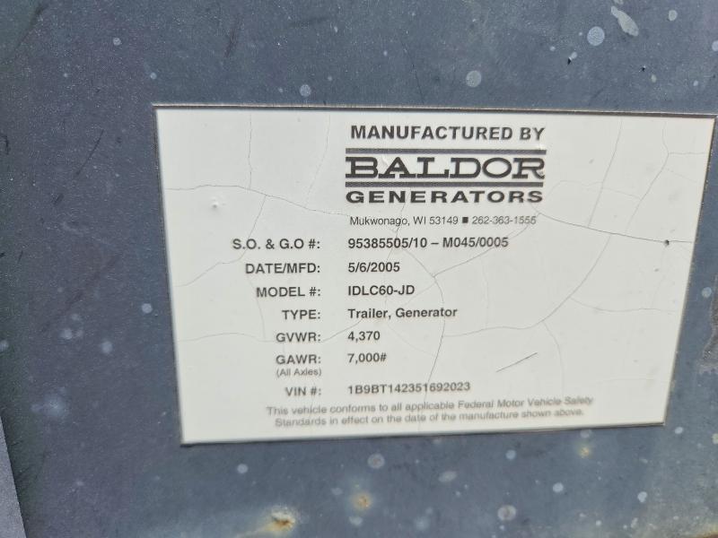2005 Baldor Ganerator მანქანა იყიდება აუქციონზე, vin: 1B9BT142351692023, აუქციონის ნომერი: 68275186