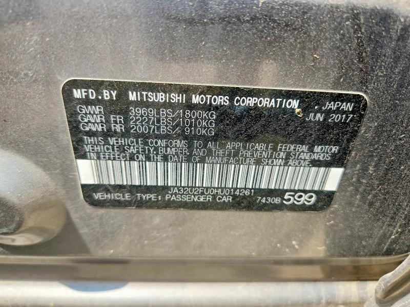 2017 Mitsubishi Lancer მანქანა იყიდება აუქციონზე, vin: JA32U2FU0HU014261, აუქციონის ნომერი: 63660956