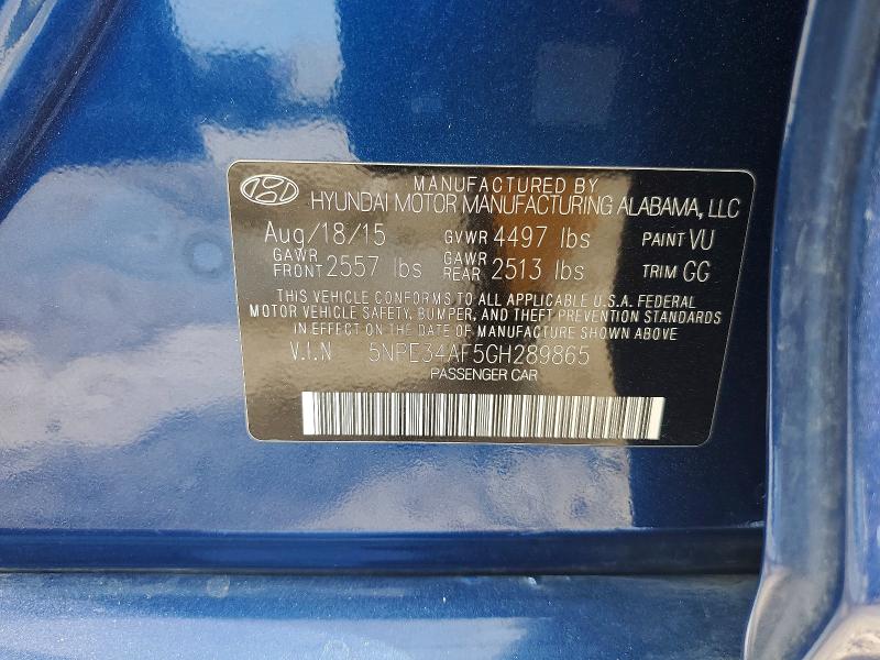 2016 Hyundai Sonata მანქანა იყიდება აუქციონზე, vin: 5NPE34AF5GH289865, აუქციონის ნომერი: 63499796