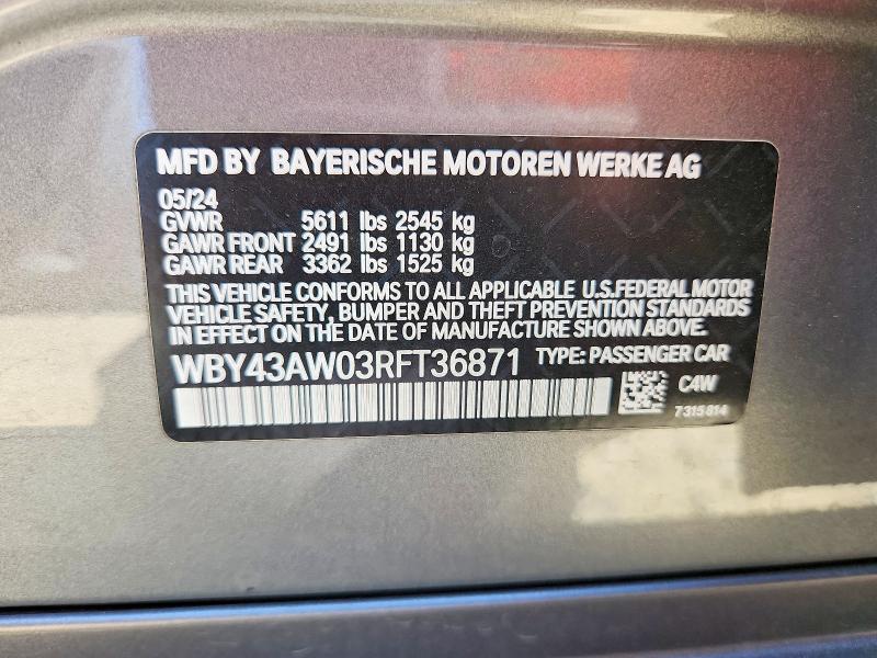 Aukcja sprzedaży 2024 Bmw I4, vin: WBY43AW03RFT36871, numer aukcji: 65033106