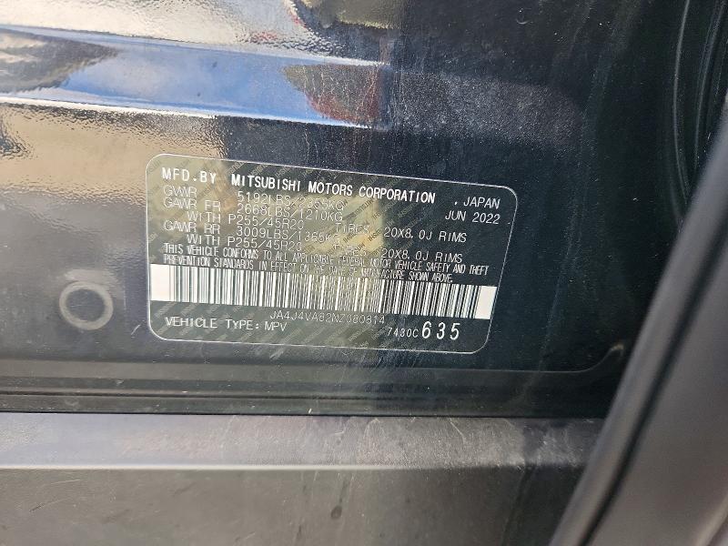 66315636 :رقم المزاد ، JA4J4VA82NZ080814 vin ، 2022 Mitsubishi Outlander مزاد بيع