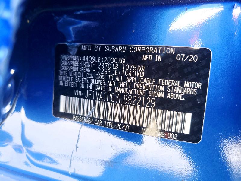 Aukcja sprzedaży 2020 Subaru Wrx, vin: JF1VA1P67L8822129, numer aukcji: 66271376