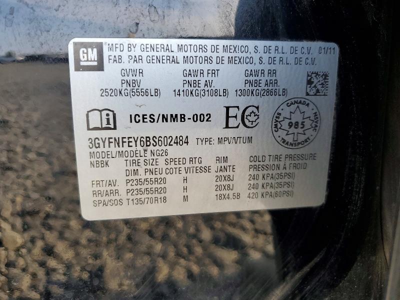 65187336 :رقم المزاد ، 3GYFNFEY6BS602484 vin ، 2011 Cadillac Srx مزاد بيع