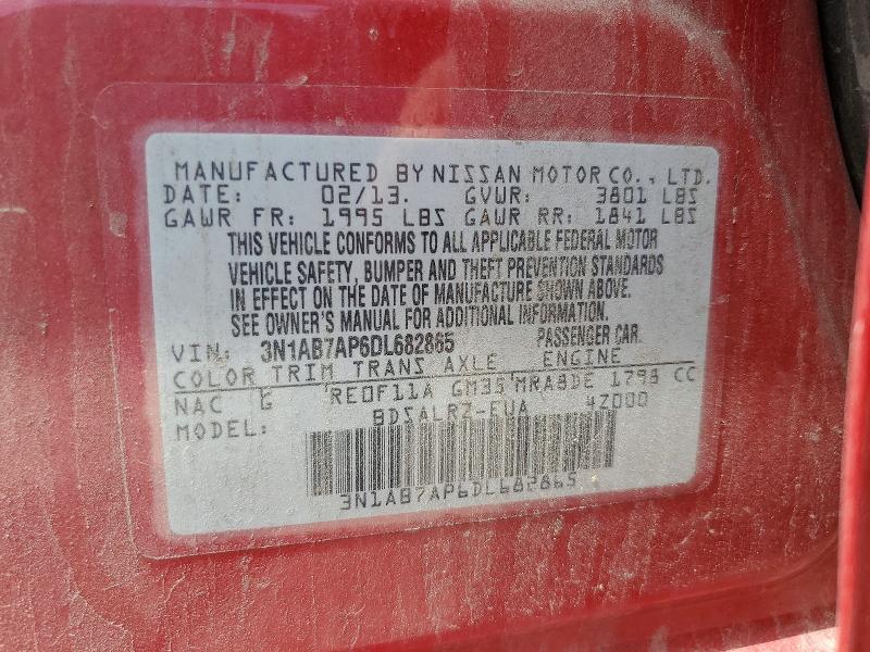 Aukcja sprzedaży 2013 Nissan Sentra, vin: 3N1AB7AP6DL682865, numer aukcji: 63474886