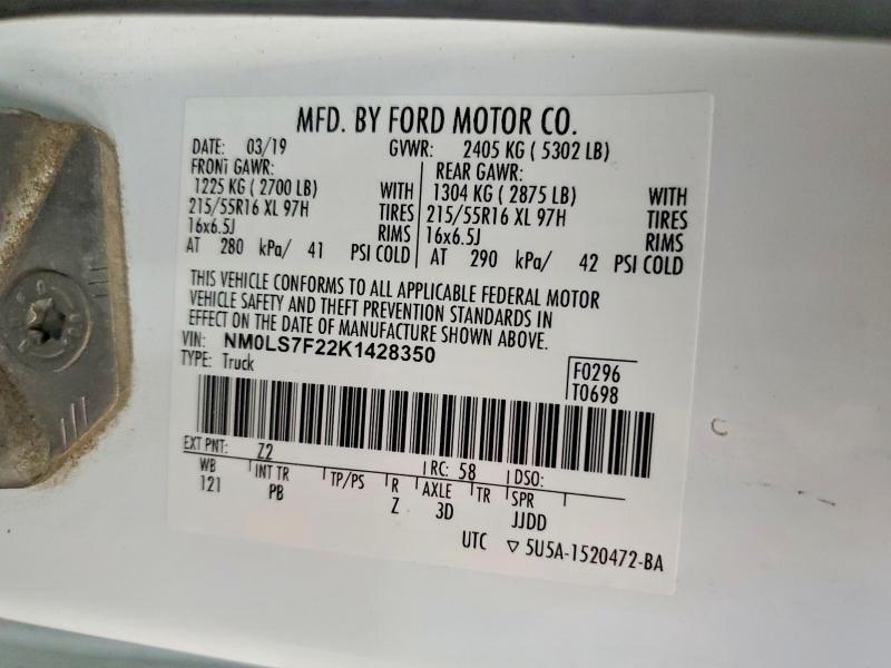 66915196 :رقم المزاد ، NM0LS7F22K1428350 vin ، 2019 Ford Transit Connect مزاد بيع