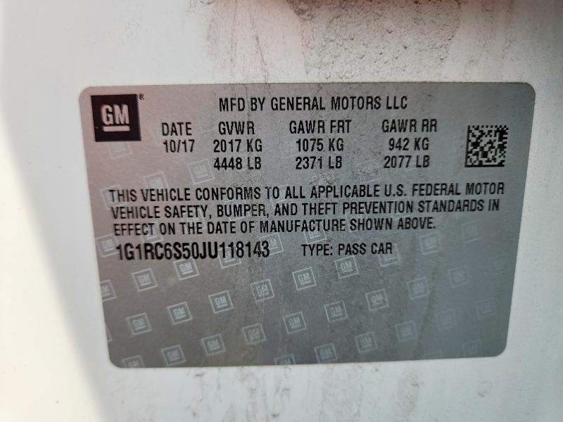 2018 Chevrolet Volt მანქანა იყიდება აუქციონზე, vin: 1G1RC6S50JU118143, აუქციონის ნომერი: 65009636