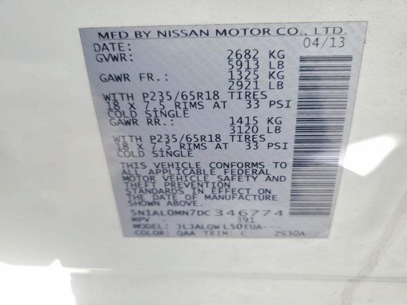 Продаж на аукціоні авто 2013 Infiniti Jx35, vin: 5N1AL0MN7DC346774, номер лоту: 65565416