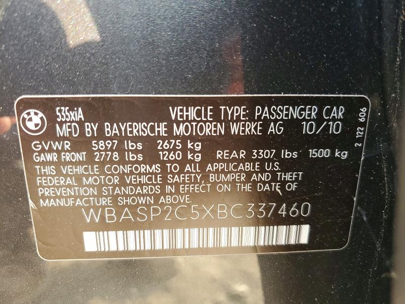 Aukcja sprzedaży 2011 Bmw 535, vin: WBASP2C5XBC337460, numer aukcji: 65282816