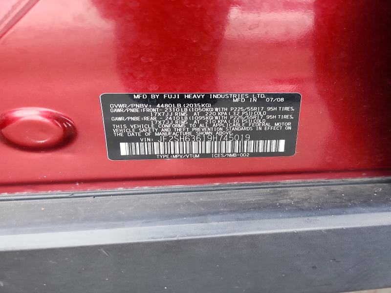 66056126 :رقم المزاد ، JF2SH63619H745019 vin ، 2009 Subaru Forester مزاد بيع