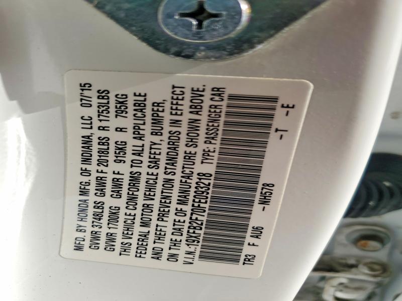 Aukcja sprzedaży 2015 Honda Civic, vin: 19XFB2F70FE093218, numer aukcji: 64988476