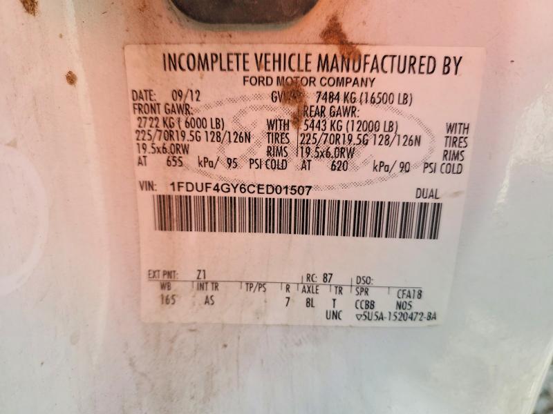 64581886 :رقم المزاد ، 1FDUF4GY6CED01507 vin ، 2012 Ford F450 مزاد بيع