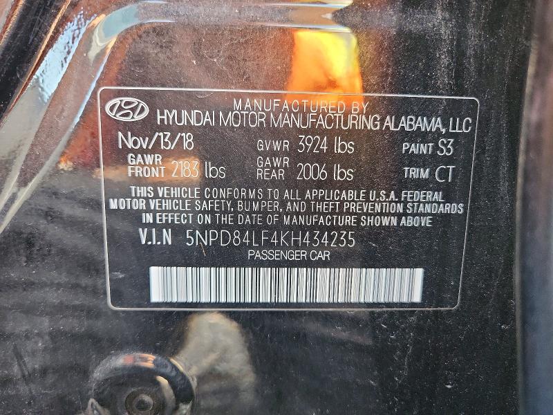 Aukcja sprzedaży 2019 Hyundai Elantra, vin: 5NPD84LF4KH434235, numer aukcji: 65532756