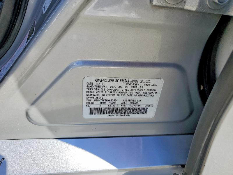 65341206 :رقم المزاد ، JN1BV7AP2EM683854 vin ، 2014 Infiniti Q50 مزاد بيع