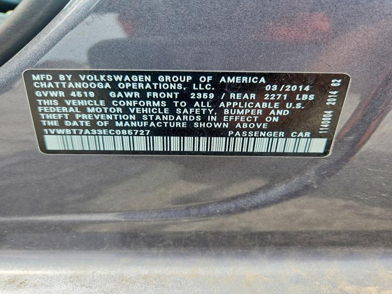 Продаж на аукціоні авто 2014 Volkswagen Passat, vin: 1VWBT7A33EC085727, номер лоту: 64912356