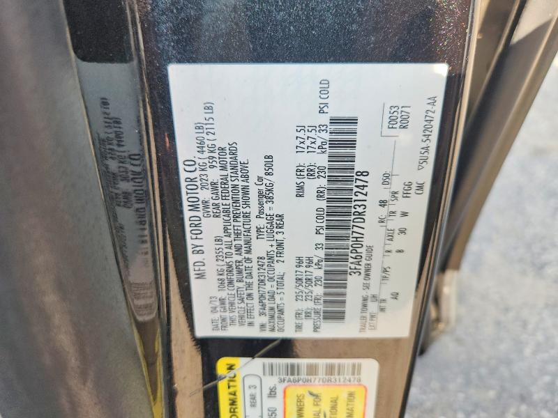 Aukcja sprzedaży 2013 Ford Fusion, vin: 3FA6P0H77DR312478, numer aukcji: 63692666
