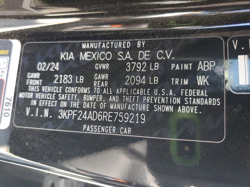 Aukcja sprzedaży 2024 Kia Forte, vin: 3KPF24AD6RE759219, numer aukcji: 66838916
