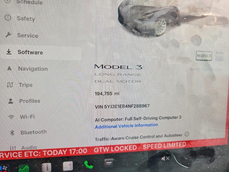 2022 Tesla Model 3 მანქანა იყიდება აუქციონზე, vin: 5YJ3E1EB4NF288967, აუქციონის ნომერი: 64613766