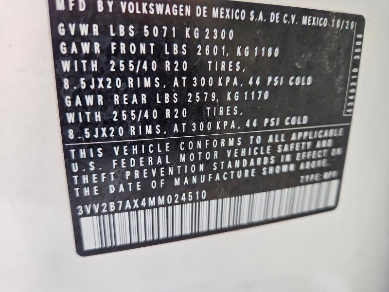 Продажа на аукционе авто 2021 Volkswagen Tiguan, vin: 3VV2B7AX4MM024510, номер лота: 65197316