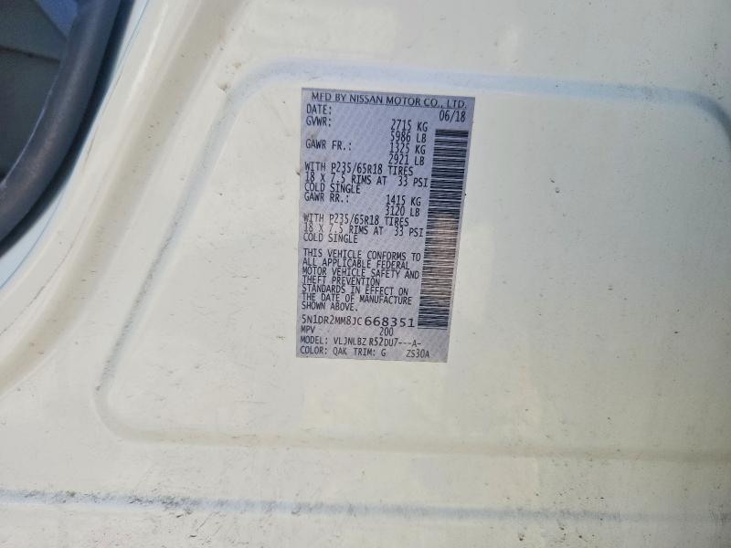 Продажа на аукционе авто 2018 Nissan Pathfinder, vin: 5N1DR2MM8JC668351, номер лота: 63652576