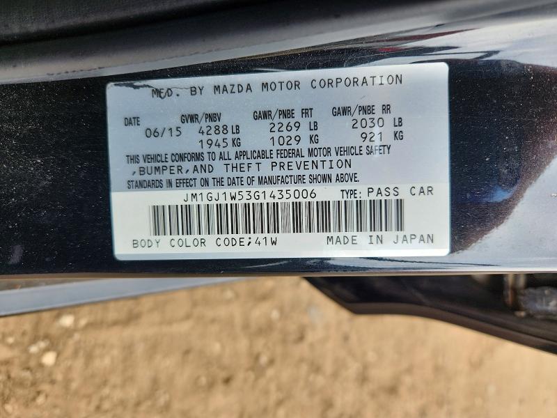 Aukcja sprzedaży 2016 Mazda 6, vin: JM1GJ1W53G1435006, numer aukcji: 63811206