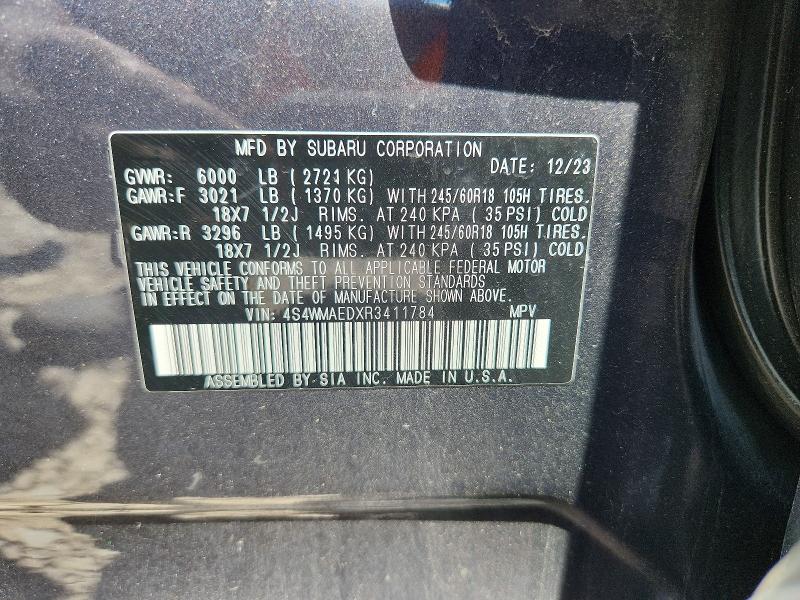 Продажа на аукционе авто 2024 Subaru Ascent, vin: 4S4WMAEDXR3411784, номер лота: 63500276