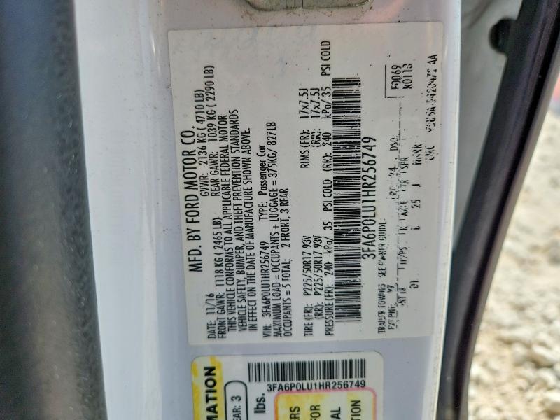 Продаж на аукціоні авто 2017 Ford Fusion, vin: 3FA6P0LU1HR256749, номер лоту: 63766706