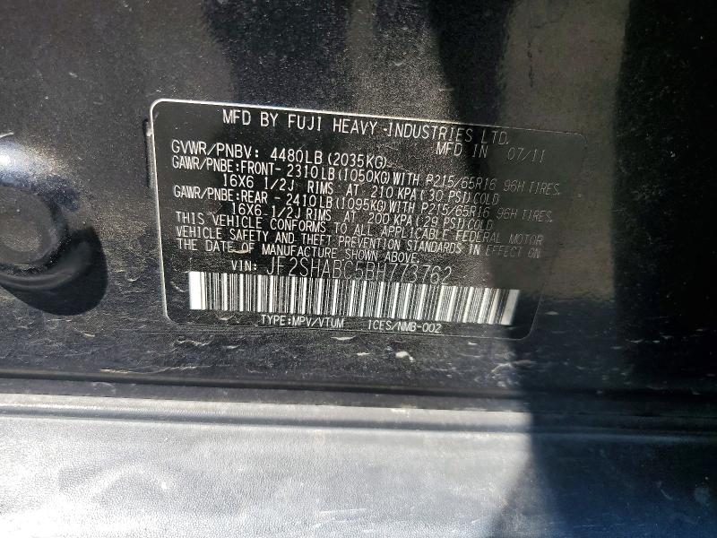 Продаж на аукціоні авто 2011 Subaru Forester, vin: JF2SHABC5BH773762, номер лоту: 64702846
