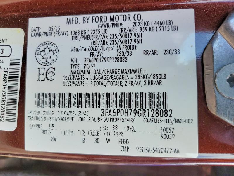 Продажа на аукционе авто 2016 Ford Fusion, vin: 3FA6P0H79GR128082, номер лота: 66186006